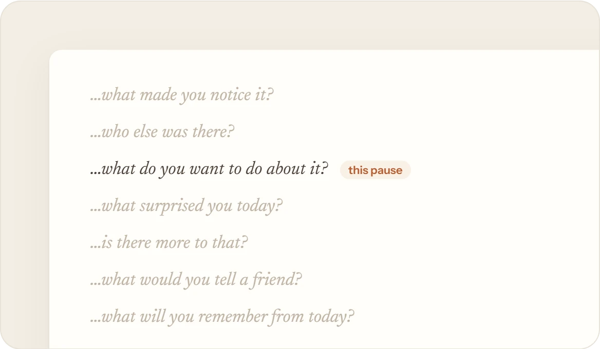 The set of questions, one of them chosen for this pause