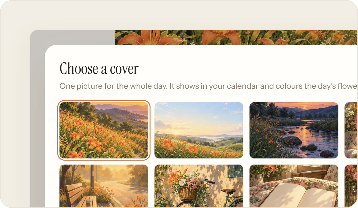 The cover picker, with paintings from the gallery